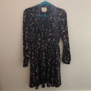 Kate Spade Fox navy burgundy pattern dress 4 s/m